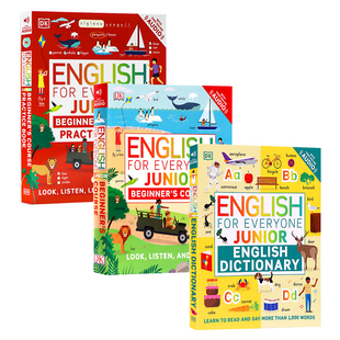 Junior 教辅系列 英文原版 亲子教育 低幼儿童英语早教启蒙 插图图书 Everyone for English 少儿初级英语3册 DK新视觉人人学英语