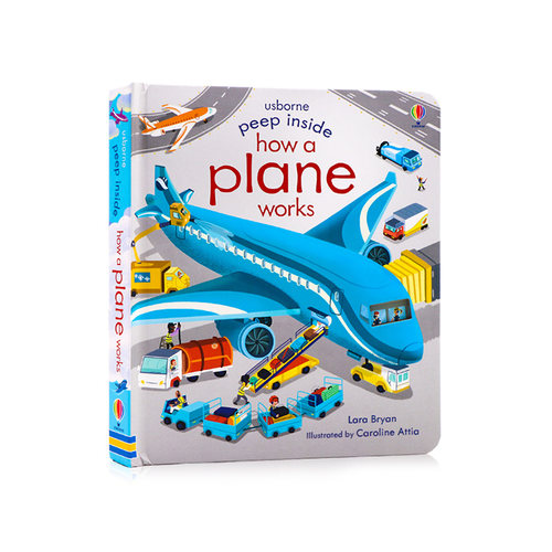 英文原版正版 Usbrone偷偷看系列 飞机的工作原理 Peep Inside How A Plane Works 飞机科普翻翻书 英语启蒙绘本洞洞书纸板书