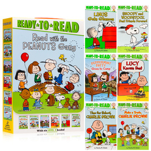 史努比分级阅读6册盒装 level 2 英文原版 Ready-to-Read Read with the Peanuts Gang 经典复古花生漫画英语分级阅读
