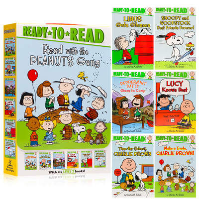 进口英文原版 史努比漫画便携装 Ready-to-Read Read with the Peanuts Gang 6册盒装 level 2 经典复古花生漫画英语分级阅读