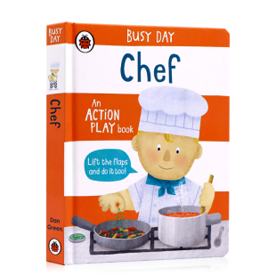 亲子互动游戏书 绘本 小瓢虫忙碌 3岁职业认知启蒙翻翻书 大厨师 Chef 一天 进口英文原版 Busy 机关操作绘本 Day
