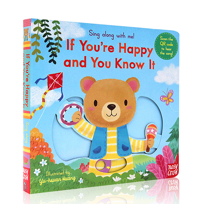 进口英文原版正版 Sing Along with Me: If You’re Happy and You Know it 经典童谣纸板机关操作书 低幼早教趣味玩具书