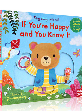 进口英文原版正版 Sing Along with Me: If You’re Happy and You Know it 经典童谣纸板机关操作书 低幼早教趣味玩具书