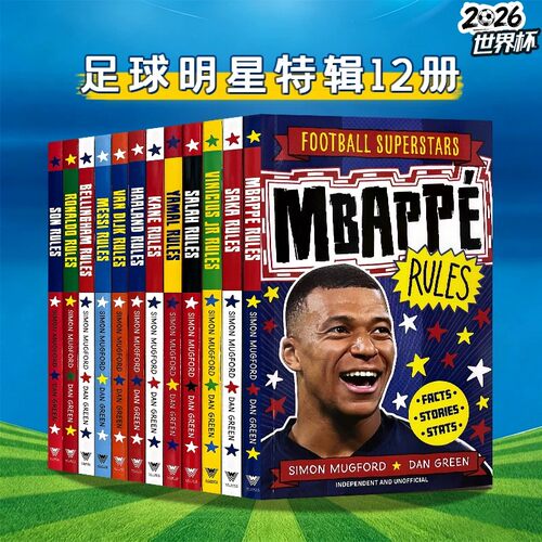 2026世界杯足球明星特辑12册 Football Superstars 英文原版C罗姆巴佩哈兰德梅西萨拉赫孙兴慜插图章节故事书 球星名人传记