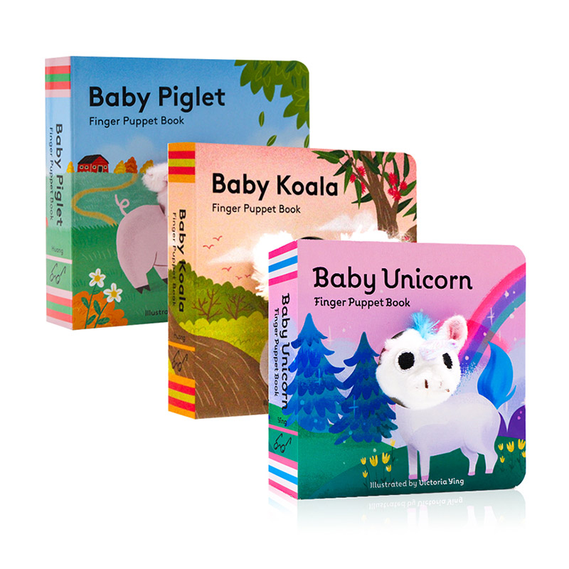 进口英文原版正版独角兽/考拉/小猪宝宝手指偶书3册 Baby Unicorn/Koala/Piglet Finger Puppet Book 小手掌书 宝宝玩具书 0-3岁