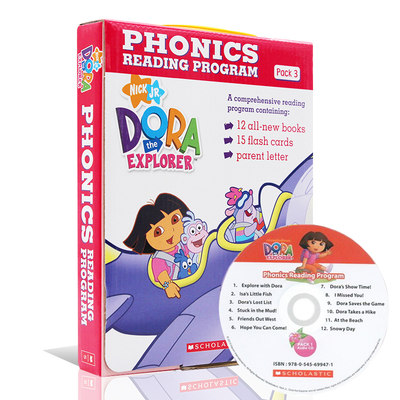 英文原版 Dora The Explorer Phonics Reading Programe Pack #3 with 朵拉探险记自然拼读法 12册礼盒装 附CD