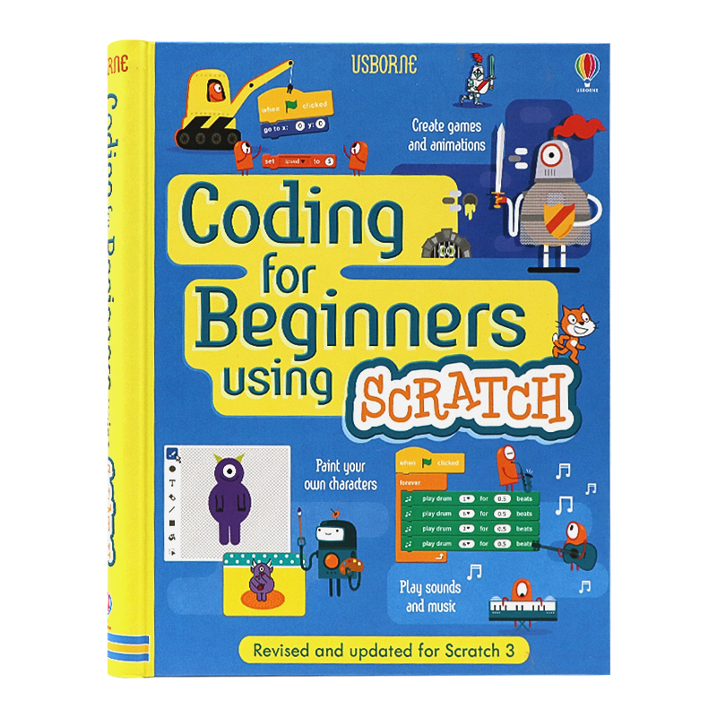Usborne出品 儿童Scratch软件编程入门指导书 英文原版 Coding for Beginners Using Scratch 计算机编程初级入门学习书籍进口图书