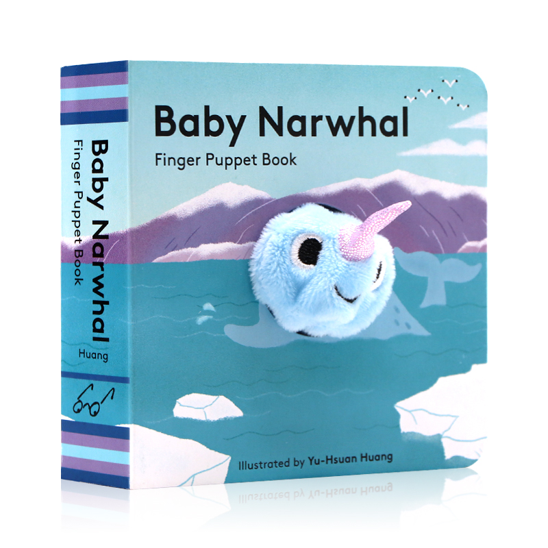 进口英文原版正版 独角鲸宝宝小小手指偶书 Baby Narwhal Finger Puppet Book 小手掌书纸板书 宝宝玩具书 0-2-3岁 亲子互动