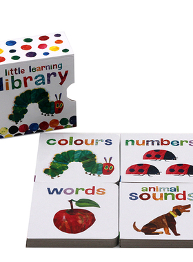 进口英文原版正版 手掌书 Eric Carle 好饥饿的毛毛虫 learn with The Very Hungry Caterpillar 4册纸板书 sounds words numbers