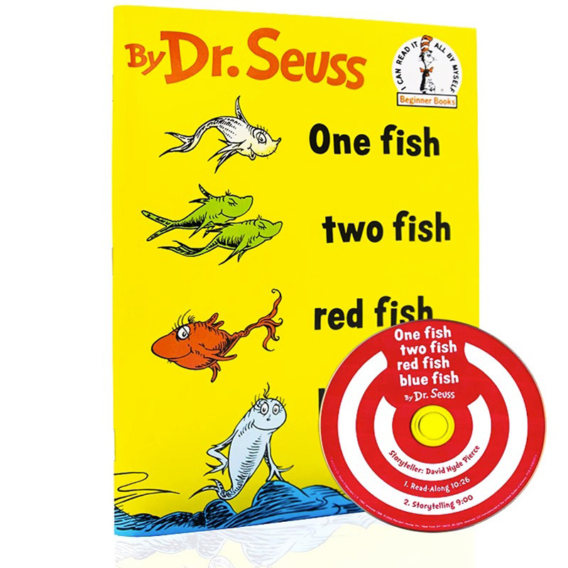 英文原版One Fish, Two Fish, Red Fish, Blue Fish with CD 苏斯博士 红色的鱼蓝色的鱼Dr seuss平装带CD 廖彩杏书单