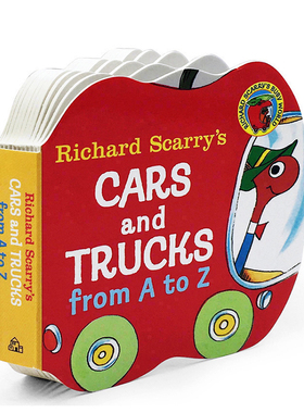 英文原版绘本读物 字母书Richard Scarry's Cars and Trucks from A to Z 入门纸板书斯凯瑞小卡车字母 0-3岁宝宝单词学习词典