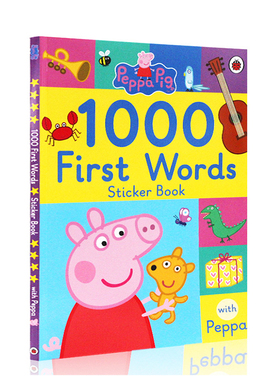 小猪佩奇1000词汇贴纸书 小猪佩奇英文绘本 Peppa Pig 1000 First Words Sticker Book 粉红猪小妹英文原版 儿童常见单词绘本