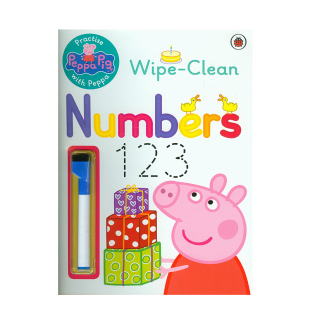进口英文原版正版 Peppa Pig Practise with Peppa Wipe-Clean Numbers 粉红猪小妹 小猪佩奇 带刷刷笔 可重复擦写 佩佩猪
