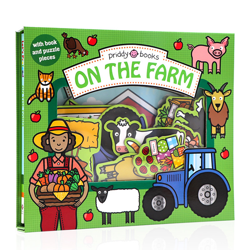 进口英文原版正版 角色扮演拼图书套装 在农场 英文原版绘本 Let's Pretend On The Farm 互动游戏书玩具书 活动书硬页掀翻操作书