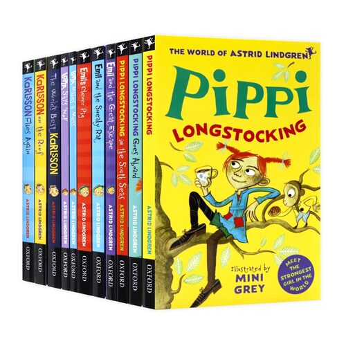 长袜子皮皮英文版11册套装 Pippi Longstocking and friends 英文原版 国际安徒生奖林格伦作品 进口英文版书籍皮皮的长筒袜章节书
