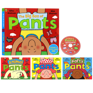 绘本 Sharratt儿童英语启蒙全彩逗趣幽默绘本 The Pants Box 带CD Big 名家Nick 短裤 英文原版 嗨翻天系列3册盒装