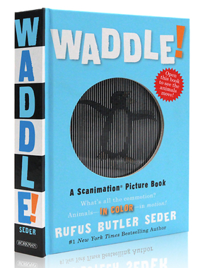 英文原版绘本 光与影视觉动画书系列 Waddle! A Scanimation Picture Book 动画效果翻翻书 神奇动画书 摇摆绘本