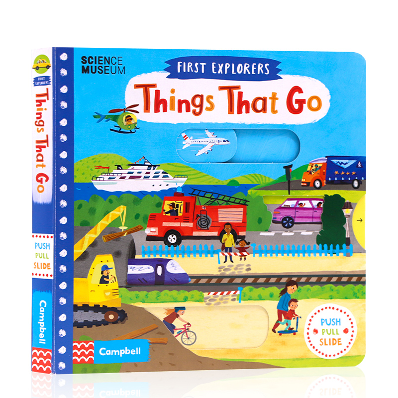 小小探险家系列机关操作书 交通工具 First Explorers Things That Go 英文原版绘本 儿童科普启蒙认知推拉纸板书亲子玩具书1-6岁