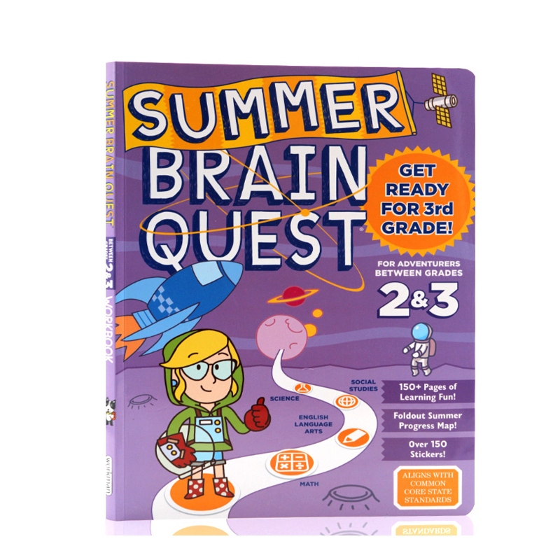 进口英文原版正版 Summer Brain Quest Between Grades 2 & 3 大脑任务 二年级至三年级暑期练习册 美国学前全科练习