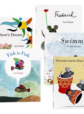 Leo Lionni李欧·李奥尼绘本5册 英文原版 四度凯迪克奖得奖者 Swimmy/Frederick 亚历山大和发条老鼠/小黑鱼/田鼠阿佛儿/鱼就是鱼