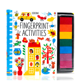 Activities 儿童创意绘画DIY 帧手指印画活动书 正版 低幼儿童艺术启蒙 螺旋装 Fingerprint 素Usborne出品 进口英文原版 动物元