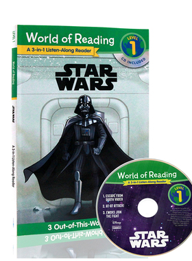 进口英文原版正版 World of Reading Star Wars Listen-Along Reader 3-in-1 3合1儿童分级阅读 三合一合集 level 1星球大战 附CD