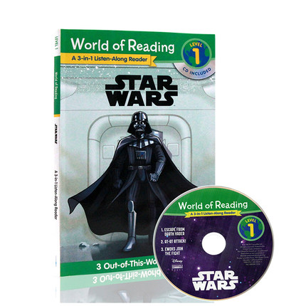 进口英文原版正版 World of Reading Star Wars Listen-Along Reader 3-in-1 3合1儿童分级阅读 三合一合集 level 1星球大战 附CD