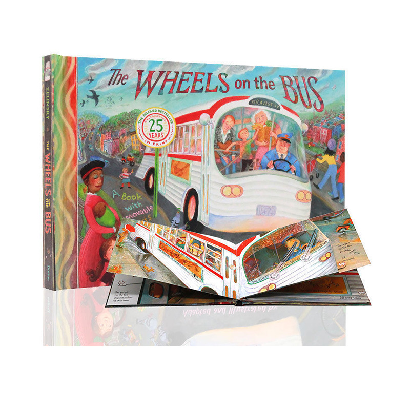 进口英文原版正版 The Wheels on the Bus轮子上的巴士/公交上的轮子精装立体操作书25周年纪念版珍藏欧美经典童谣 Paul O. Zelin