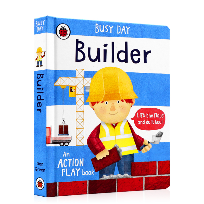 Busy Day Builder小瓢虫忙碌的一天 建筑工人 0-3岁职业认知启蒙翻翻书 机关操作绘本 亲子互动游戏书 英文原版绘本
