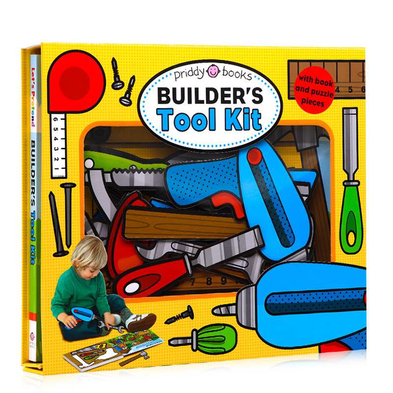 进口英文原版正版 角色扮演系列 工人的工具箱Let's Pretend Builder’s Tool Kit 绘本 拼图游戏书 活动书硬页掀翻操作书