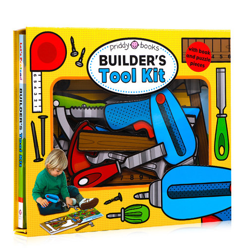 进口英文原版正版 角色扮演系列 工人的工具箱Let's Pretend Builder’s Tool Kit 绘本 拼图游戏书 活动书硬页掀翻操作书