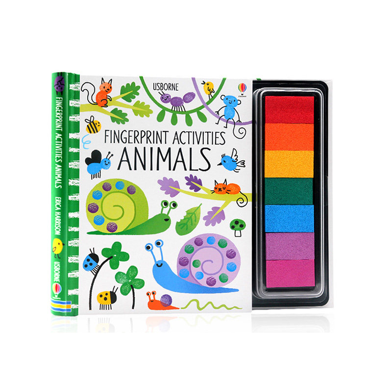 进口英文原版正版 手指印画活动书 动物 fingerprint activities