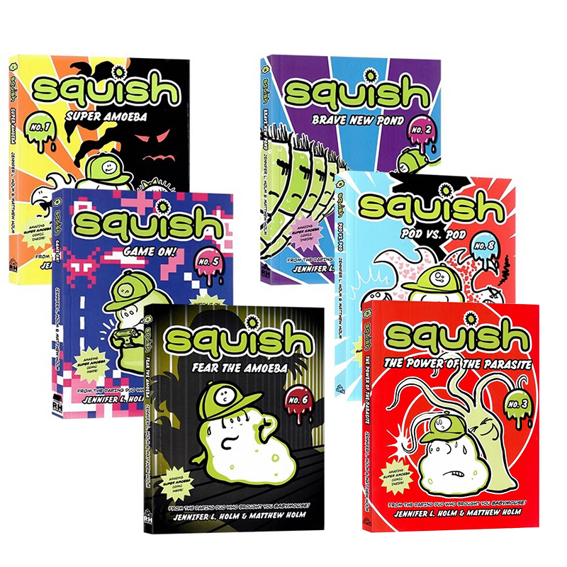 Squish 变形虫6册英文原版漫画 纽约时报畅销书纽伯瑞奖作者Jennifer L. Holm儿童校园冒险桥梁章节书英语课外阅读进口原版书籍