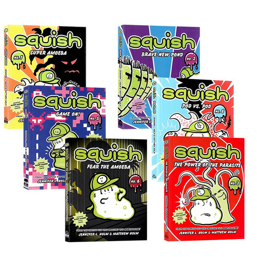 Squish 变形虫6册英文原版漫画 纽约时报畅销书纽伯瑞奖作者Jennifer L. Holm儿童校园冒险桥梁章节书英语课外阅读进口原版书籍