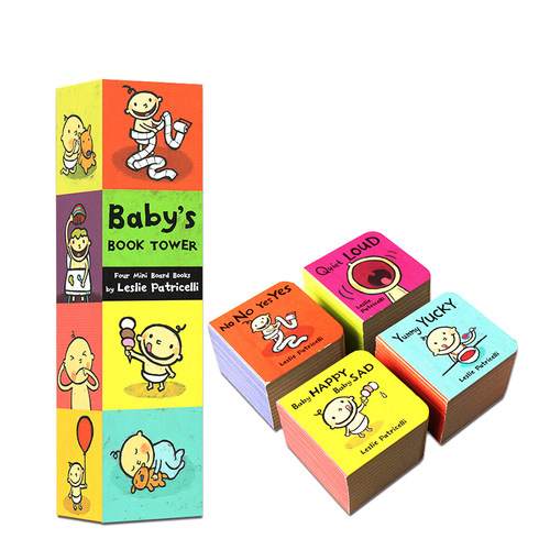 Baby's Book Tower 小毛孩宝塔书4册 一根毛小脏孩 potty绘本 英文原版绘本 Leslie Patricelli 宝宝行为习惯手掌书 0-3岁宝宝
