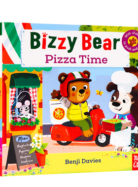 进口英文原版正版 新版 小熊很忙系列 Bizzy Bear Pizza Time低幼益智游戏机关操作玩具纸板书 亲子互动 可搭busy sing along系列