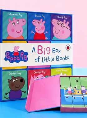 小猪佩奇英文绘本 Peppa Pig A Big Box of Little Books粉红猪小妹 小小手掌书 9本小书 封底可玩拼图0-2岁 启蒙婴幼英语