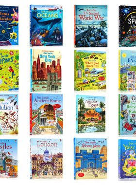 220元4件 usborne 翻翻书偷偷看里面揭秘系列See Inside儿童百科科普立体书 stem百科科普绘本6岁+ 大开精装纸板书尤斯伯恩