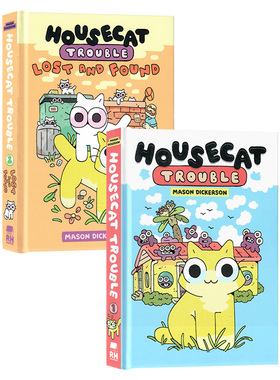 预售 家猫的烦恼2册套装英文原版Housecat Trouble1-2动物故事桥梁漫画图画小说儿童全彩幽默爆笑绘本进口英语书籍Mason Dickerson