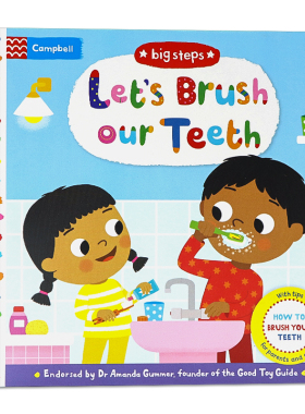 Big Steps系列 让我们刷牙吧 英文原版绘本 Let's Brush our Teeth 儿童性格行为习惯养成翻翻书机关操作纸板书 幼儿情商培养