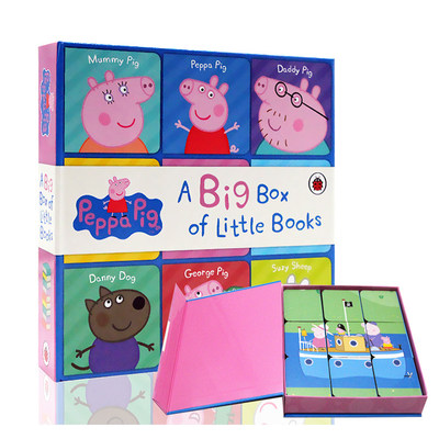 小猪佩奇英文绘本 Peppa Pig A Big Box of Little Books粉红猪小妹 小小手掌书 9本小书 封底可玩拼图0-2岁 启蒙婴幼英语