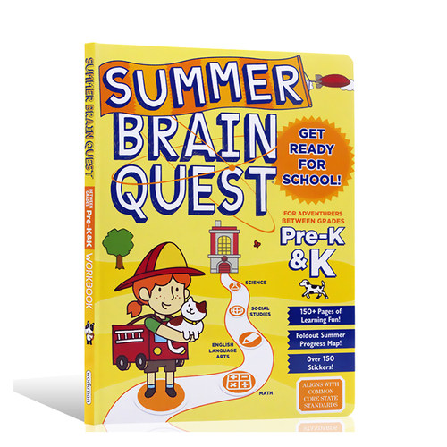 进口英文原版正版 Summer Brain Quest Pre-k&k大脑任务暑期练习册 英文原版 美国学前练习获奖系列 学龄前