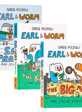 漫画章节书 伯爵与沃姆3册合售 英文原版绘本 Earl & Worm The Bad Idea and Other Stories 儿童幽默故事 英语课外读物 趣味全彩