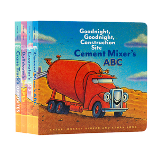 进口英文原版 车系列 4册纸板书合售 ABC Construction 晚安工地上 Colors Goodnight Shapes Opposites 123 正版 Site