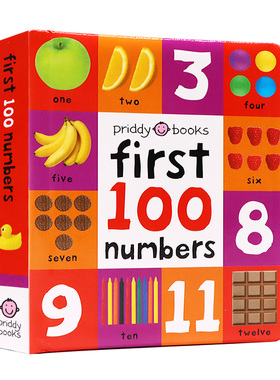 初级入门100个数字 First 100 Numbers 图解字词典 宝宝启蒙单词 亲子阅读纸板书 英文版进口 原版 英语书籍 纸板书  priddy books