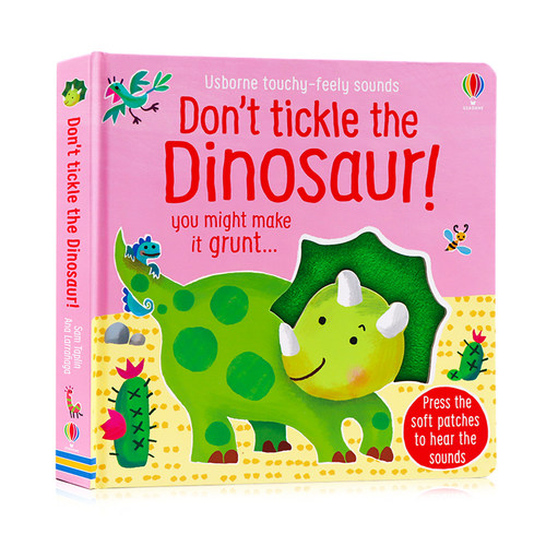 Usborne恐龙触摸发声书 Don't tickle the Dinosaur 英文原版绘本 Sound Book 恐龙科普 低幼儿童纸板洞洞触摸书