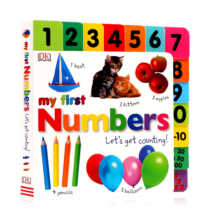 英文原版 My First Numbers Let's Get Counting DK出品 启蒙学数数 低幼亲子趣味启蒙认知纸板书 0-3 3-6岁 进口英文原版绘本
