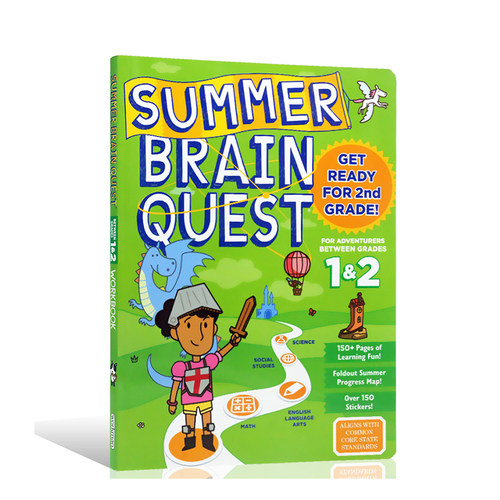 进口英文原版正版 Summer Brain Quest Between Grades 1&2大脑任务 暑期练习册1-2年级 美国学前练习获奖系列