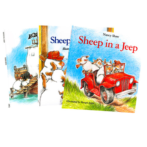 小羊向前冲系列3册平装绘本合售 进口英文原版绘本Sheep in a Jeep/Shop/Ship 小羊逛商店吉普车里的羊小羊在船上 廖彩杏书单