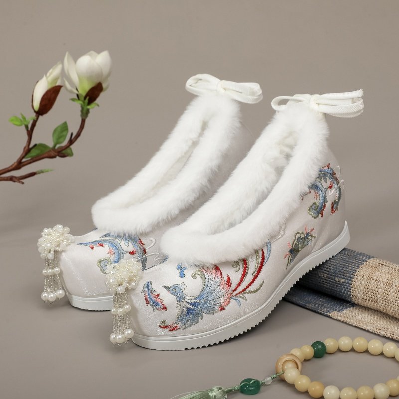 新款秋冬季汉服鞋子女加绒高跟古风鞋子内增高古装配马面裙绣花鞋,女鞋,汉服鞋,淘宝优惠券,粉丝福利购,淘宝优惠卷